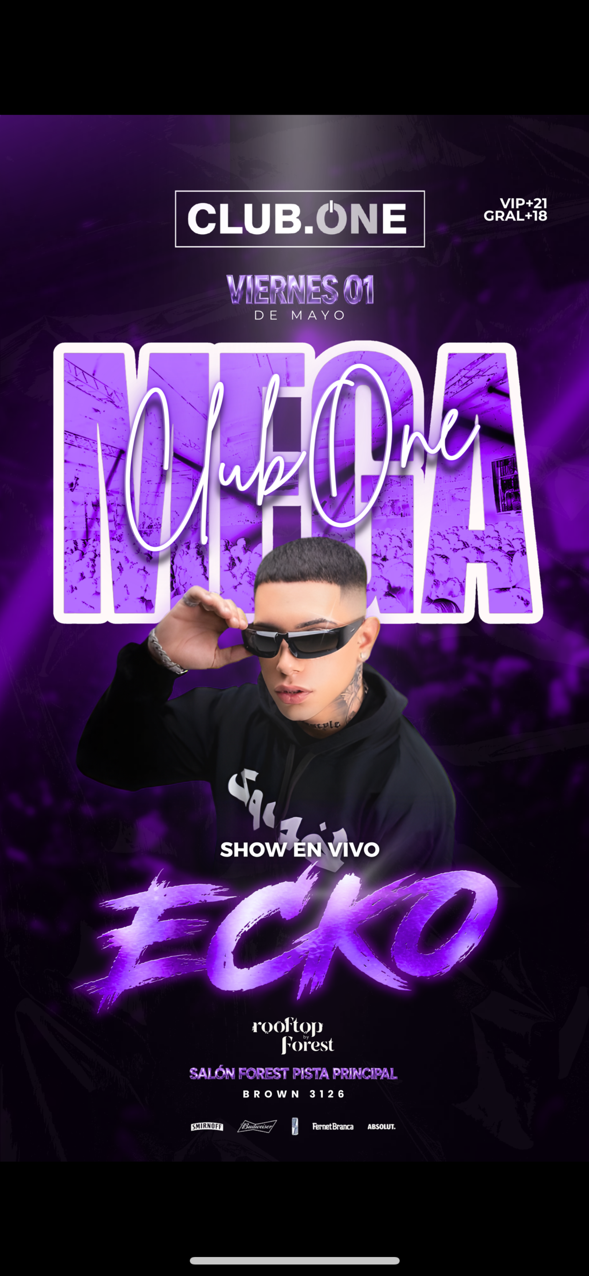 SHOW EN VIVO ECKO - MEGA CLUB ONE - VIERNES 1 DE MAYO